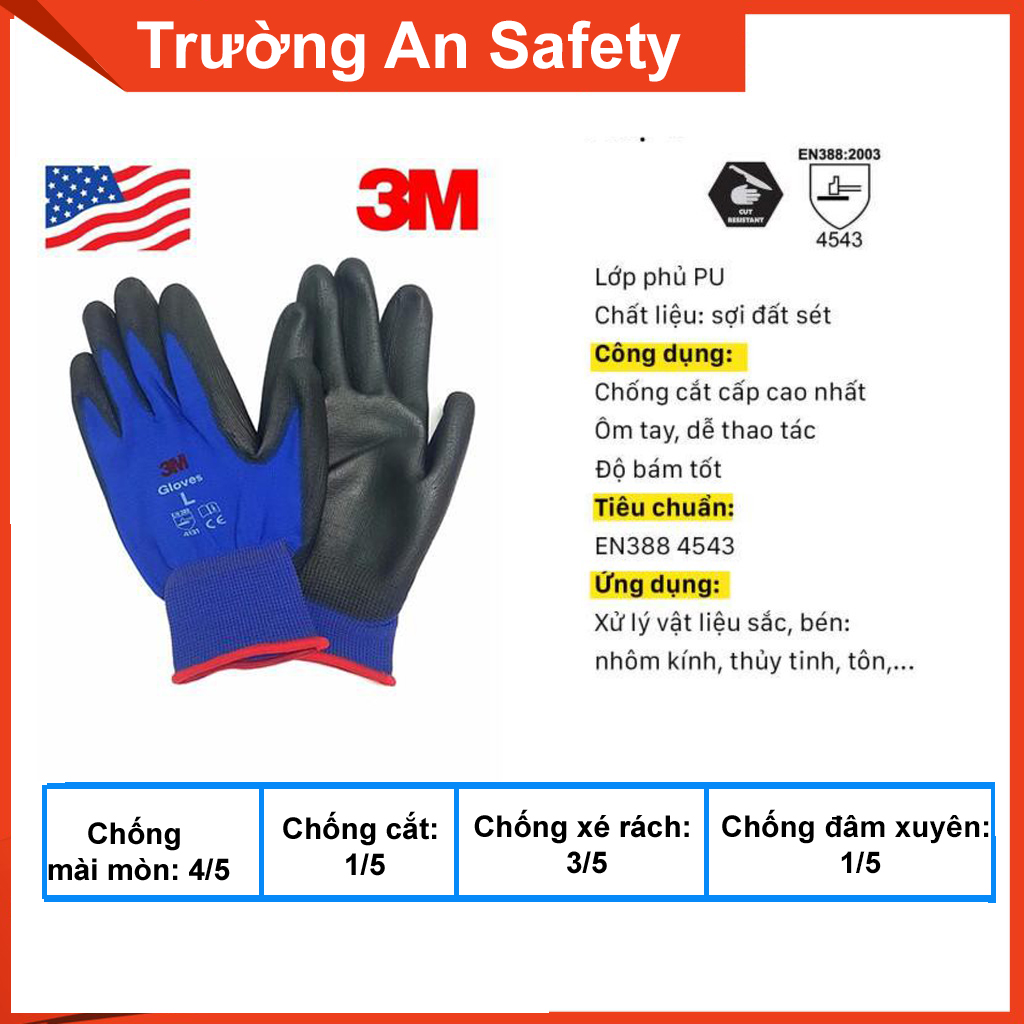 găng tay chống cắt cấp 1 3M