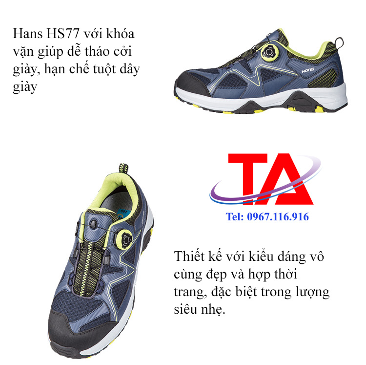 Hans HS77 với khóa vặn giúp dễ tháo cởi giày, hạn chế tuột dây giày