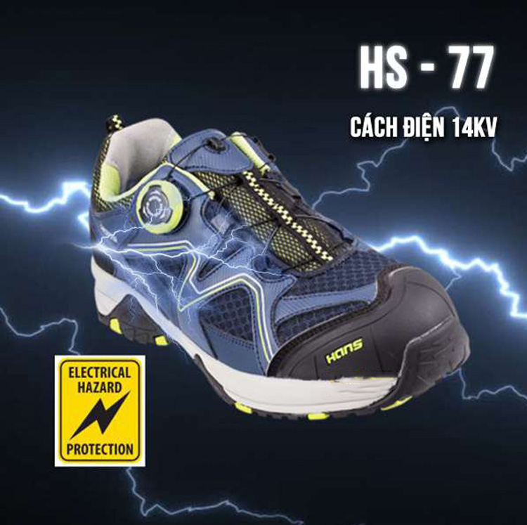 Giày bảo hộ cách điện Hans HS-77 là là sản phẩm giày bảo hộ cho người dùng khỏi dòng điện 14KV