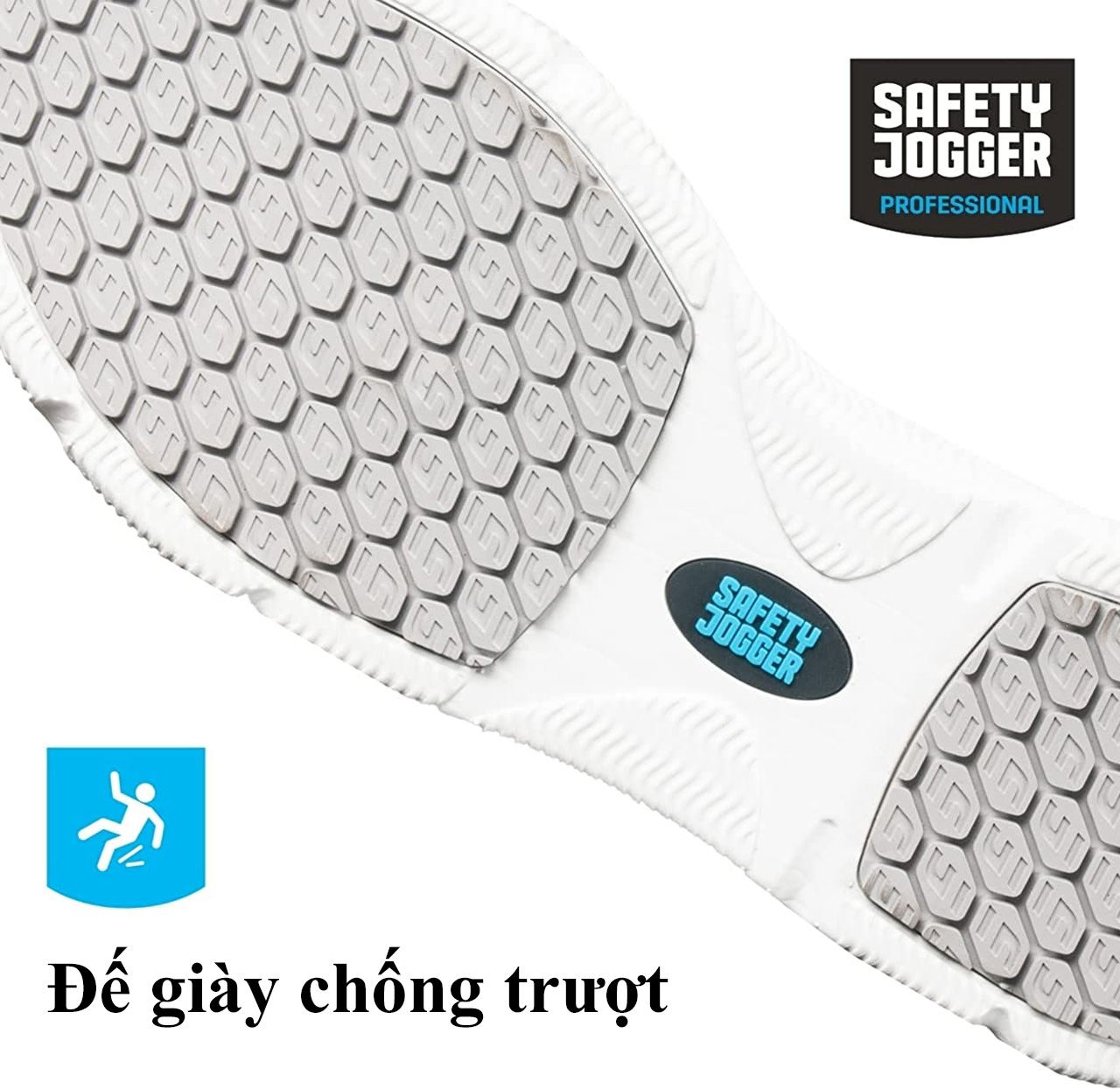 Đế giày bảo hộ Safety Jogger Sloan được thiết kế với đường vân chi tiết giúp chống dầu, chống trượt hiệu quả gấp 2 lần